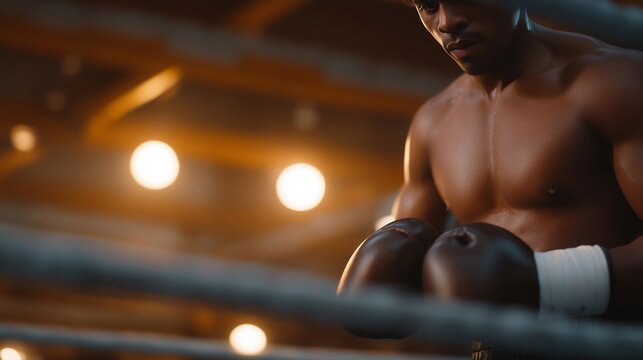 Inside a dimly lit boxing gym, fans cheer loudly for a hometown fighter, the sound echoing through the air thick with tension — pure grit, loyalty, and raw emotional power. cinematic color