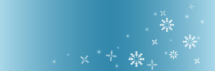 Wallpaper of randomly falling snowflakes. Frozen grains of snow dust. Snowy sky with a white turquoise background. Snowy natural scenery. Vector illustration.