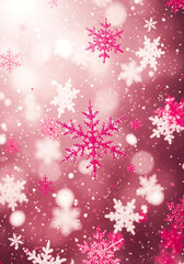 Delicate snowflakes on a pink Christmas background. Christmas / Holiday Abstract Background