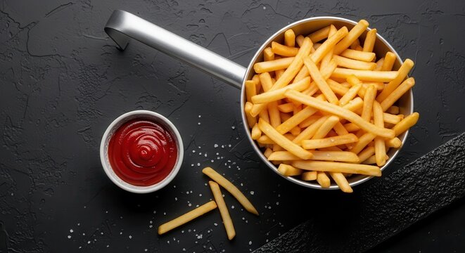 French fries with ketchup isolated PNG with Transparent Background