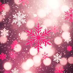 Delicate snowflakes on a pink Christmas background. Christmas / Holiday Abstract Background
