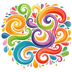Colorful Swirls and Splashes Abstract Decorative Art