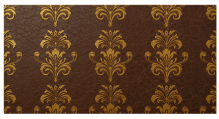 Royal Elegance Pattern: Exquisite repeating gold design on a dark brown backdrop, perfect for luxurious interior designs. The repeating pattern is intricate, elegant, and visually appealing.