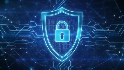 Cybersecurity digital shield network protection and data security technology with futuristic glowing blue internet, abstract secure defense, virtual encryption, and online system information privacy - Powered by Adobe