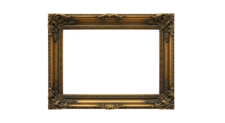 Exquisite Gold Frame: An ornate and elaborately designed gold frame, showcasing intricate carvings and a timeless aesthetic.