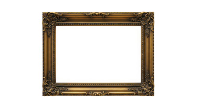 Exquisite Gold Frame: An ornate and elaborately designed gold frame, showcasing intricate carvings and a timeless aesthetic.