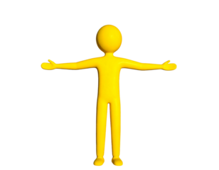 3d man standing on yellow background