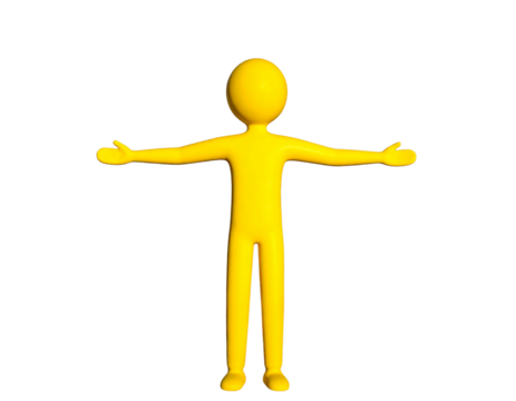 3d man standing on yellow background
