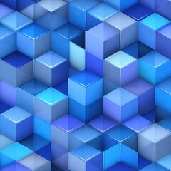 Obraz premium Abstract Blue Cube Geometric Background 3D Tiles Design