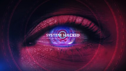 Hacking spy eye intelligence digital Network, cyber technology computer abstract 3d animation. innovative futuristic high technology display application reality holograms for personal safety scanning - Powered by Adobe