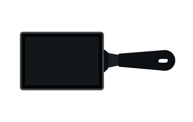 Rectangular Frying Pan with Handle in Top View for Kitchen Utensil Icon Illustration