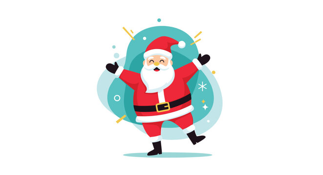 A happy and energetic Santa Claus dancing joyfully during the festive holiday season.