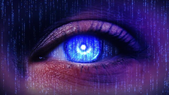 Cyber eye spying security control digital Network, technology computer background. Program Codes Charts. Cyborg, Virtual Reality control security accesses. dna system, scientific technology science.