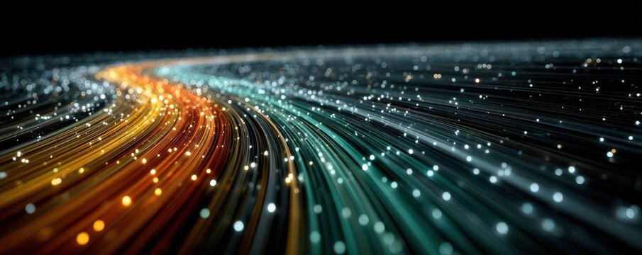 Abstract digital art of colorful light streaks and neon motion in a futuristic flow