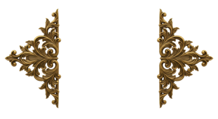 Elegant Ornament: Two intricate golden ornaments create a beautiful frame, exuding a sense of refined beauty and artistic detail.