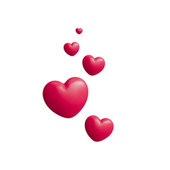 Floating Hearts Valentine Social Media Likes, Love Romance Affection, Engagement Interaction Reaction, Digital Online Communication 3D Illustration Transparent Background