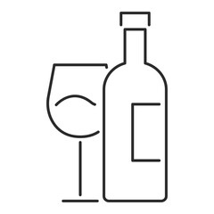 bottle of wine and glass line web icon