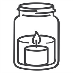 Jar Candlelight Serenity Illustration Simple Line Art of a Glass Jar with a Lit Candle Home Decor Symbol Art Drawing