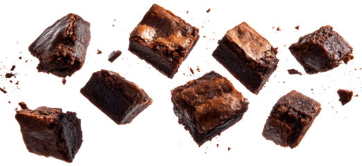A close up of a chocolate bar with crumbs falling off