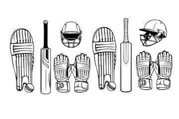 bad, ball, bad, helmet and gloves silhouette pack