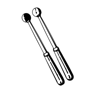 Simple vector illustration of two musical mallets, essential for percussion instruments like glockenspiels and vibraphones