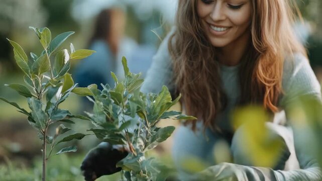 selective focus event organizer planning large scale tree planting initiative