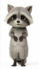 Obraz premium Funny wild cartoon animal raccoon isolated on white