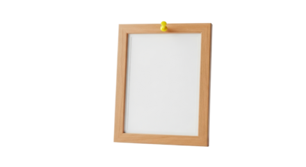 Blank wooden message board frame pinned by thumbtack for advertising mockup and copy space isolated PNG with Transparent Background