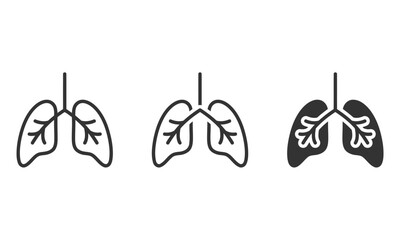 Minimalist lungs icons showing various medical and respiratory concept designs in outline style vector illustration