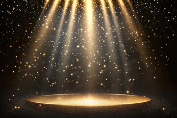 sparkle effect with spotlight and glowing light on abstract stadium scene, flare burst, glitter disco flash, futuristic glow, beam, laser ray, magic lens, transparent background vector shine