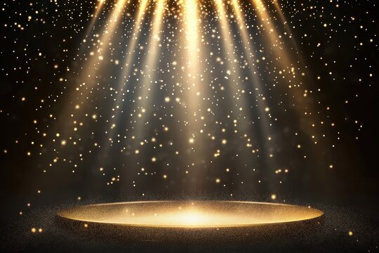 sparkle effect with spotlight and glowing light on abstract stadium scene, flare burst, glitter disco flash, futuristic glow, beam, laser ray, magic lens, transparent background vector shine