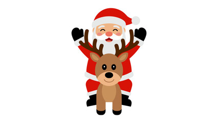 Santa Claus and His Reindeer: A charming illustration depicts Santa Claus joyfully perched atop his reindeer, the pair ready to spread festive cheer. Perfect for holiday-themed projects.