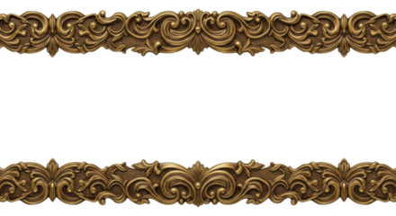 Elegant Ornament Design: Two decorative, ornate borders in a warm, gilded finish. the design exudes sophistication, ideal for adding a touch of elegance to any visual.