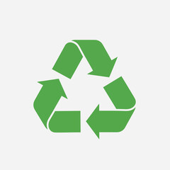 Obraz premium Classic green universal recycling symbol with three chasing arrows in a loop.