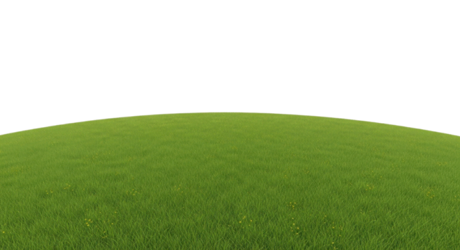 Vivid green grass lawn covering a curved hill ready for product placement or design. isolated PNG with Transparent Background - Powered by Adobe
