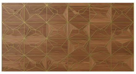 Geometric Wooden Pattern: a wooden surface with a modern geometric pattern. This intricate design, with a balance of lines and shapes, invites the eye to explore its depths.