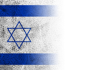 White background with Israel flag on fishing net