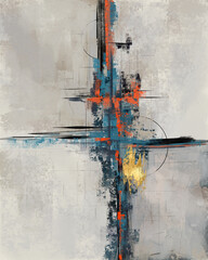 Contemporary abstract painting with bold lines and geometric shapes, perfect for adding a modern touch to spaces that need a stylish and artistic focal point © CHREMOS