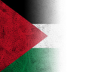 White background with Palestinian flag on fishing net