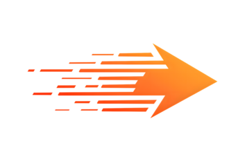 Orange speed arrow symbol representing fast motion and progress.