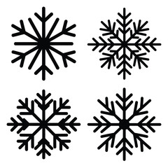 winter snowflake cluster silhouette clipart set