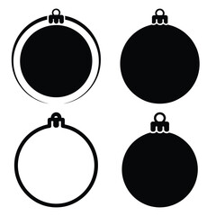 christmas ornament ball silhouette clipart set
