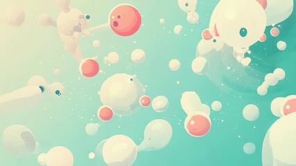 Floating pastel bubbles and spheres creating abstract molecular pattern - Powered by Adobe