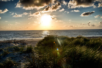 Sonnenuntergang an der Nordsee in D&auml;nemark
