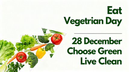 Diverse vegetables and arrow elements represent vegetarian choices, healthy and clean lifestyle concepts, suitable for vegetarian cultural activities and food health promotion materials.
