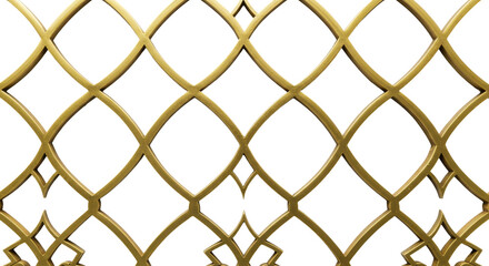 Naklejka premium Geometric Golden Lattice Design: An intricate pattern of interlocking golden arches creates a captivating visual display, offering a sense of elegance, sophistication, and timeless aesthetic appeal.