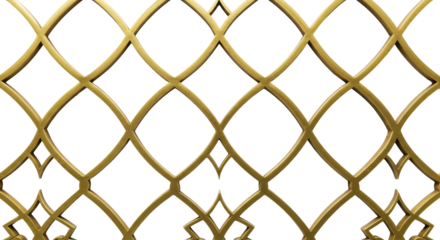 Geometric Golden Lattice Design: An intricate pattern of interlocking golden arches creates a captivating visual display, offering a sense of elegance, sophistication, and timeless aesthetic appeal.