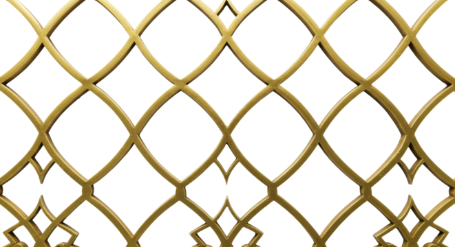 Geometric Golden Lattice Design: An intricate pattern of interlocking golden arches creates a captivating visual display, offering a sense of elegance, sophistication, and timeless aesthetic appeal.