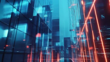 Abstract cityscape reflecting futuristic technology and data network - Powered by Adobe