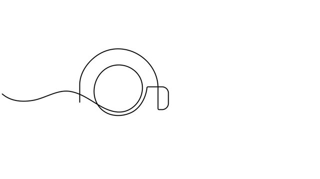 Self drawing animation one continuous line draw, logo, tape measure. 4k video